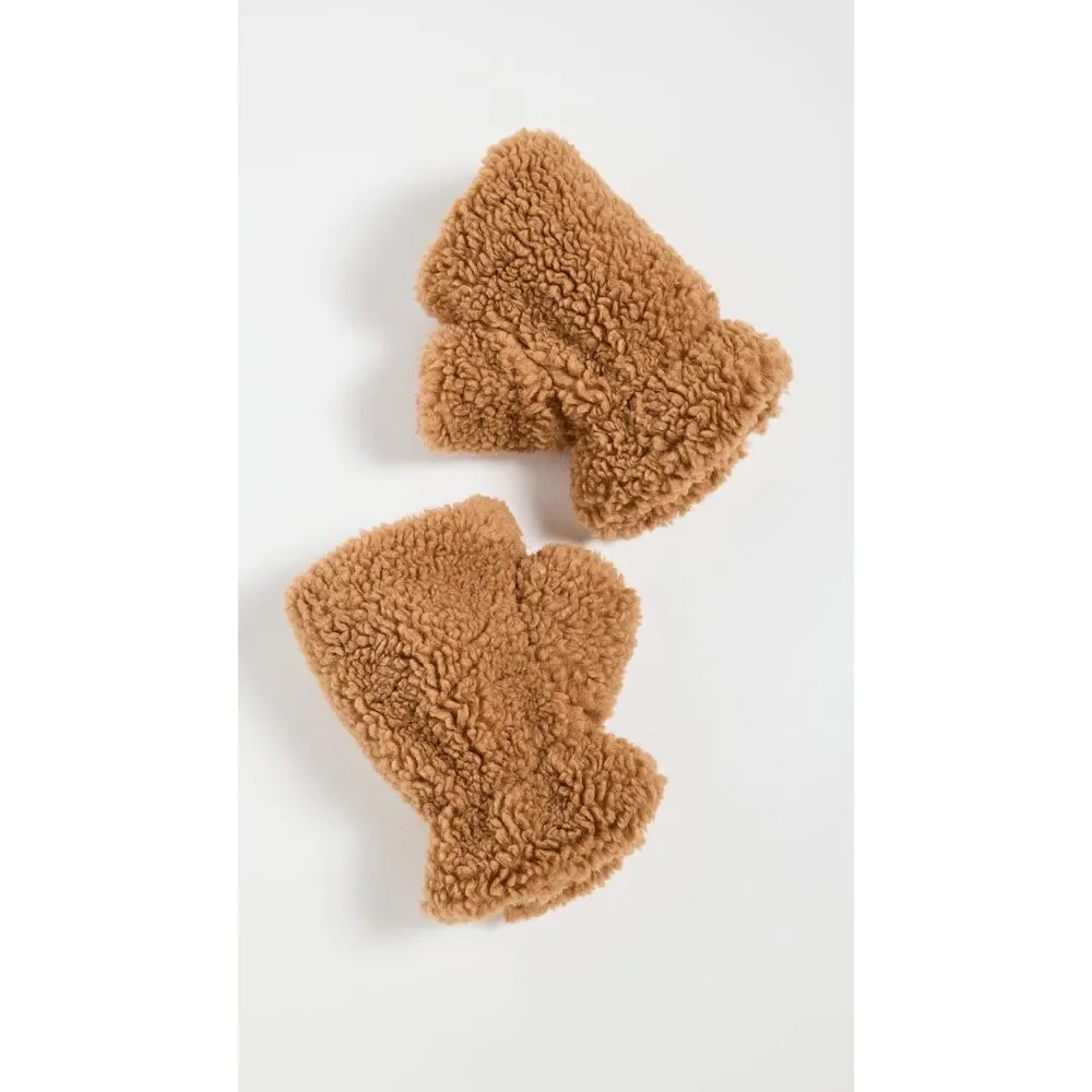 Apparis Women's Ariel Luxe Teddie Mittens, Hazelnut, Tan, One Size